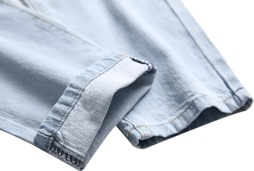 Vista 5 de Baylvn Pantalones de mezclilla para hombre, rasgados, desgastados, rectos, ajustados, casuales, a la moda