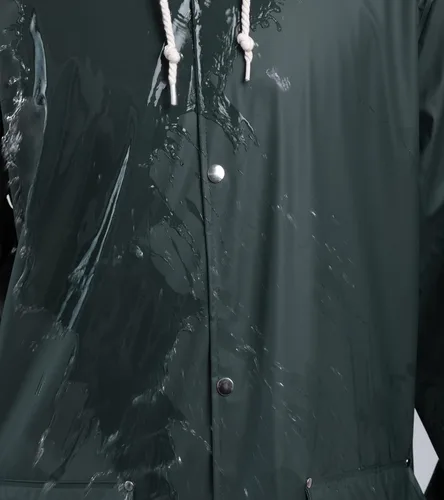 Vista 5 de Chaqueta impermeable para hombre, impermeable y ligero con capucha, Verde(Military Green)