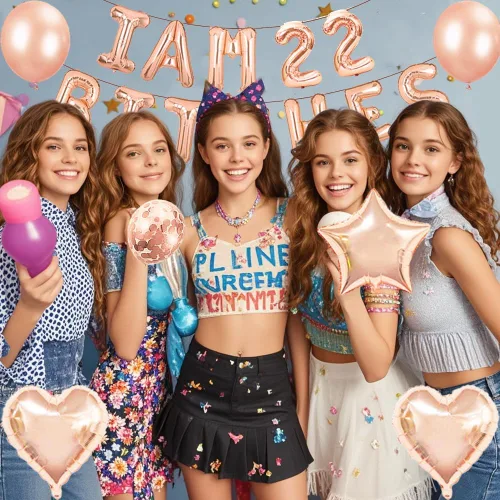 Vista 6 de Juego de fiesta de cumpleaños número 26, con texto en inglés "I am 26 Bitches" (Soy 26 Bitches), globos de confeti de oro rosa para niñas de 26 años