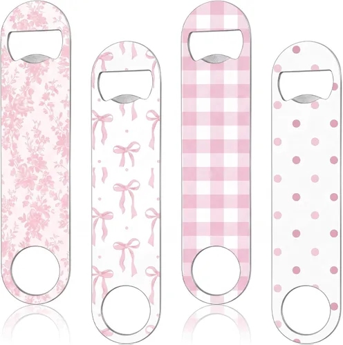 Vista 9 de 4 piezas de abridor de botellas plano de acero inoxidable resistente, herramientas para cocina, bar, restaurante, 7 pulgadas (estampado de leopardo)