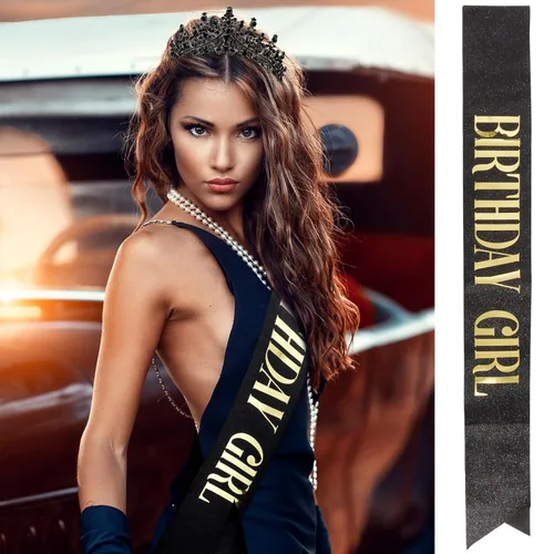 Vista 2 de Velscrun Tiara de cumpleaños de cristal negro para mujeres y niñas, corona de princesa con peines, banda para la diadema de cumpleaños, decoración