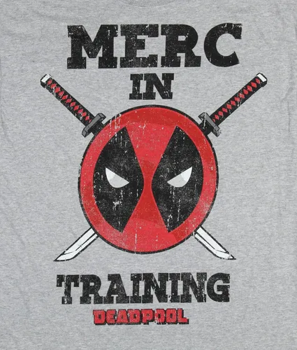 Vista 2 de Marvel Deadpool Merc In Training - Camiseta con estampado gráfico desgastado para hombre