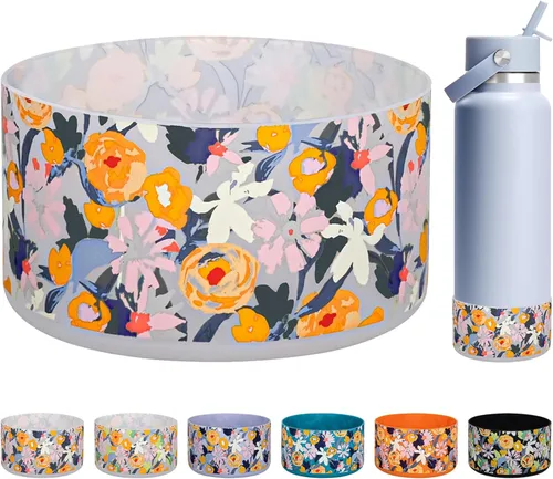 Vista 44 de HEYSKAY Bota protectora de silicona para botella de agua Hydro Flask, botella de agua de boca ancha, protector inferior de silicona antideslizante