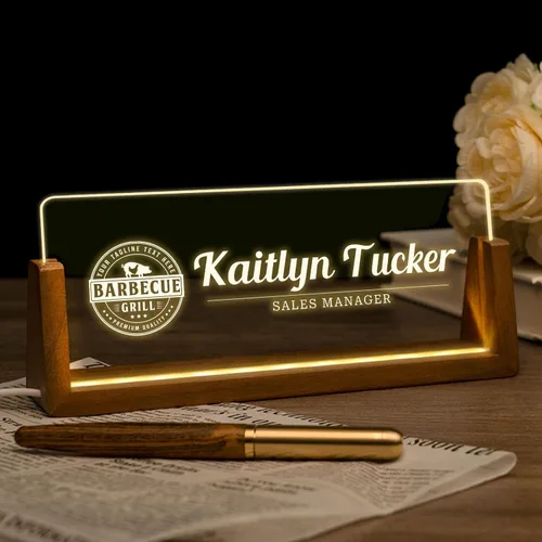 Vista 10 de Placa de nombre de escritorio personalizada, placa de identificación personalizada con luz de oficina para escritorios, decoraciones de escritorio