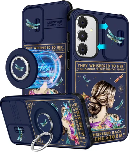 Vista 32 de Funermei Funda para teléfono Samsung Galaxy A15 5G - [2 en 1] Funda para teléfono de mujeres lindas chicas, diseño femenino de mariposa negra