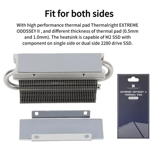 Vista 5 de Thermalright HR10 2280 SSD Enfriamiento disipador de calor, disipador de calor de doble cara, tubos de calor de 4 × 0.197 in, con almohadilla