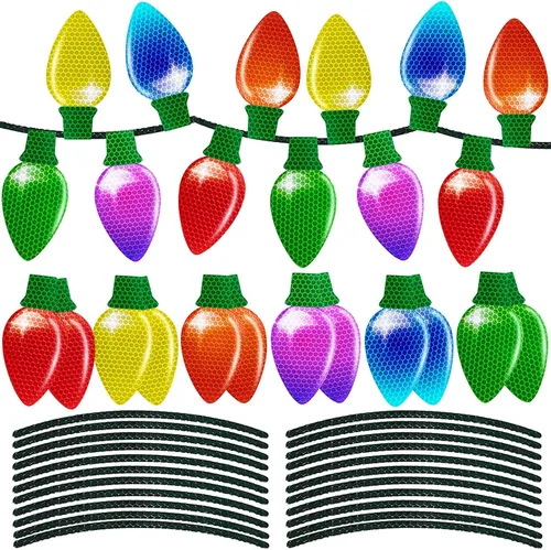 Vista 14 de 43 piezas de decoraciones navideñas para auto y refrigerador: set de accesorios con imanes reflectantes en forma de bombilla y gnomo, decoración