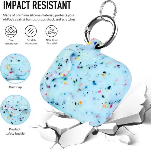 Vista 2 de Funda de silicona compatible con Apple Airpods 1 y 2, divertida funda antipérdida [compatible con carga inalámbrica] (blanco brillante)