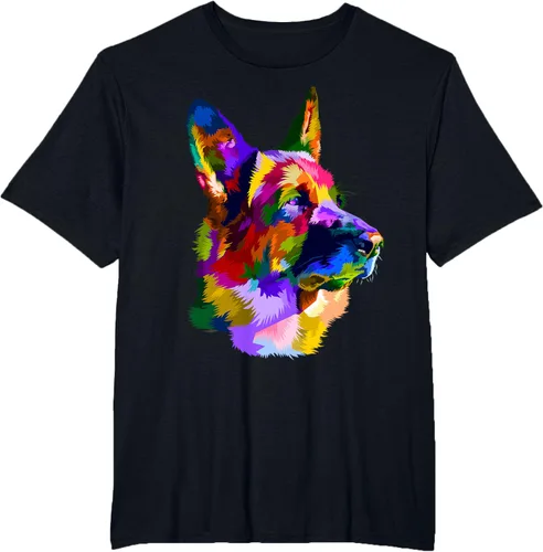 Vista 81 de Camiseta con retrato de pastor alemán para dueños de perros, Negro, S