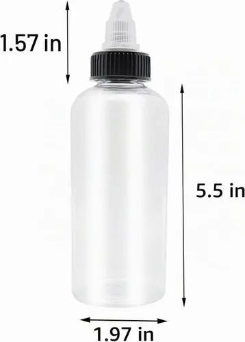 Vista 2 de 3 botellas dispensadoras, botellas de plástico de 8 onzas con tapa superior giratoria