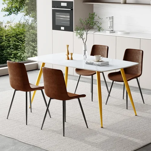 Vista 32 de Juego de 4 mesas de comedor negras para mesa de comedor de 4,50 pulgadas para 4, sillas de cocina de piedra sinterizada, fácil de montar, adecuado