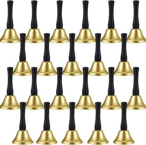 Vista 10 de Boao 24 campanas de mano de acero para servicio de acero con mango de madera negra, campanas de metal diatónico, percusión musical (negro)