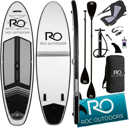 Vista 49 de Roc Tabla de remo inflable con accesorios y mochila de alta calidad, cubierta antideslizante, bolsa impermeable, correa, remo y bomba de mano.