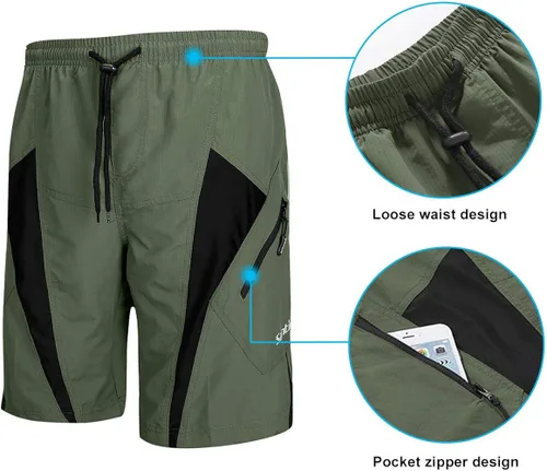 Vista 5 de Santic - Shorts para bicicleta de montaña para ciclismo y montaña acolchados