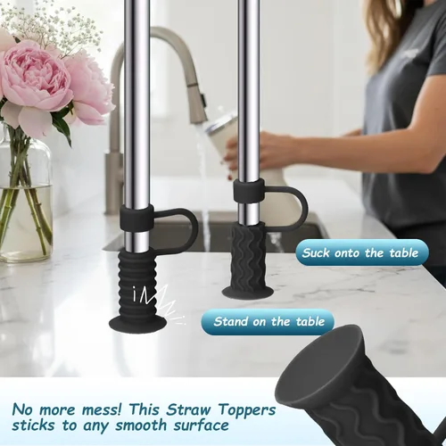 Vista 3 de Mity rain Stanley - Cubrepopotes de silicona para Stanley, fundas de popote y popotes de acero inoxidable para vasos Stanley Cup de 30/40 onzas