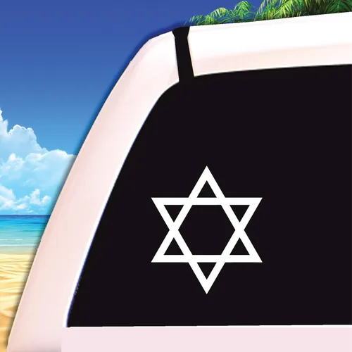 Vista 2 de Star of David - Calcomanía de vinilo para ventana de coche, diseño judío (negro)