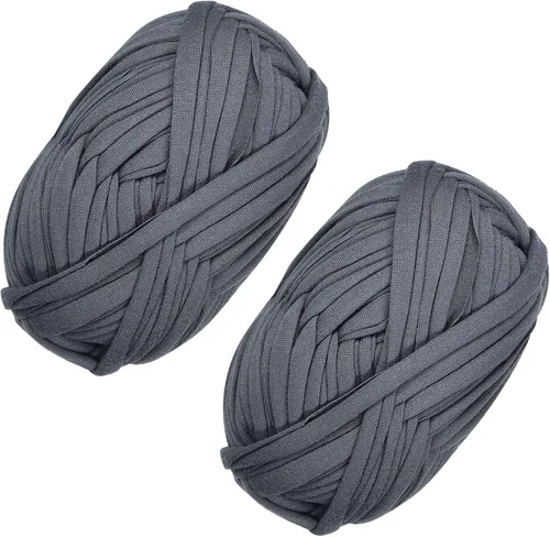 Vista 49 de 2 piezas de tela elástica para camisetas, hilo de crochet para tejer DIY, hilo de punto grueso tipo espagueti para proyectos de bolsos, mantas Aqua