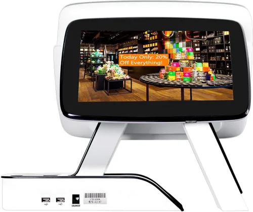 Vista 3 de Caja registradora con impresora térmica incorporada con software de sistema POS, cajón de efectivo, escáner láser omnidireccional (supermercado)
