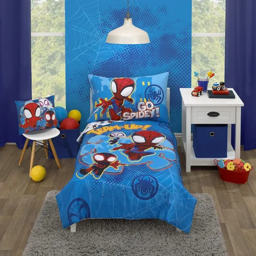 Vista 4 de Marvel Spidey and his Amazing Friends Spidey Team - Almohada súper suave para niños pequeños, color rojo, blanco y azul