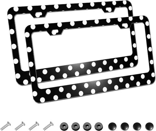 Vista 12 de Paquete de 2 marcos para placa de matrícula personalizados para tu propio automóvil, soporte personalizado para placa de matrícula con texto