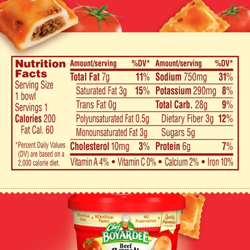 Vista 2 de Chef Boyardee Ravioles de carne en salsa de pasta, alimentos para microondas, cuenco apto para microondas de 7.5 onzas (12 cuencos)