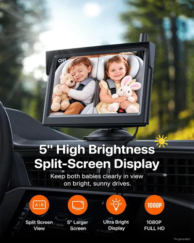 Vista 4 de LUCKVIEW GFD1 Cámara inalámbrica para coche de bebé, monitor de pantalla