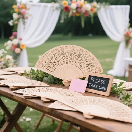 Vista 9 de Wobe Paquete de 60 abanicos de sándalo para recuerdos de boda, abanicos plegables de mano de madera, calados, para bodas, fiestas, decoración
