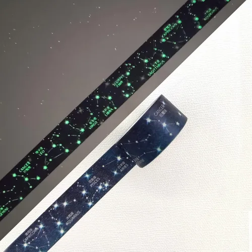 Vista 8 de YUBBAEX Juego de cinta adhesiva luminosa de galaxia Washi que brilla en la oscuridad, decoración para artes, manualidades, suministros de diario