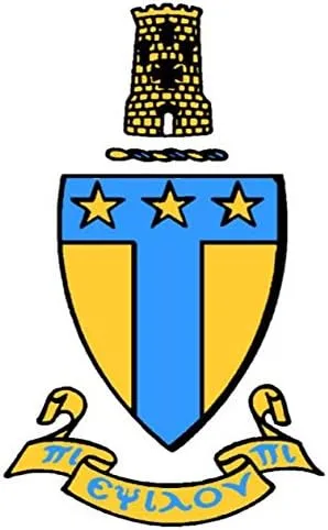 Vista 2 de Alpha Tau Omega - Estola bordada de lujo de graduación amarilla y azul fabricada en Estados Unidos - Banda y estola de graduación unisex 100%