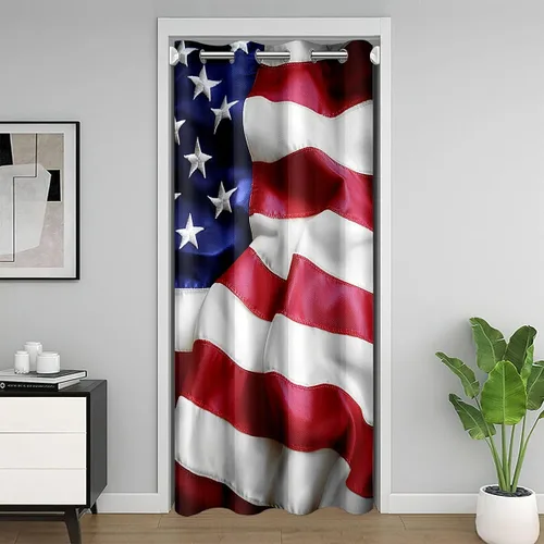 Vista 6 de Erosebridal Cortina opaca para puerta de zorro para niños, bonito diseño de oso bosque, ciervo, para niños y niñas, búho de dibujos animados