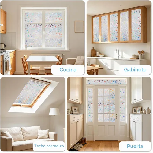 Vista 8 de LEMON CLOUD Película decorativa para ventana, película de privacidad para vidrieras, esmerilado estático para puerta de vidrio y hogar, diseño