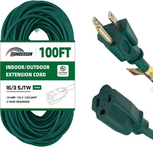Vista 10 de Cable de Extensión HONDERSON, Certificación UL, Calibre 16, 1 Pie de Largo, Color Negro, 3 Puntas, Resistente, 16/3 SJTW, 13A, Cable de Energía