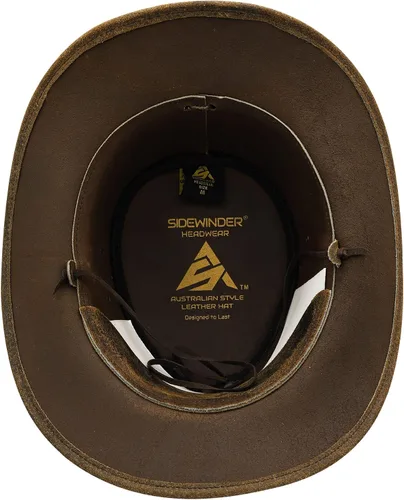Vista 6 de SideWinder Sombrero de vaquero de cuero australiano, estilo australiano, verano, exterior, negro y marrón