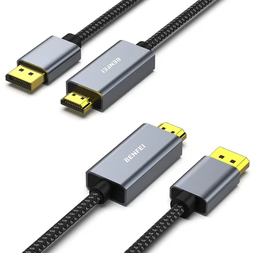 Vista 8 de Cable BENFEI de DisplayPort a HDMI 4K, 0,91 m, unidireccional, DP 1.2 de computadora a pantalla HDMI 1.4, chapado en oro, compatible con Lenovo, HP
