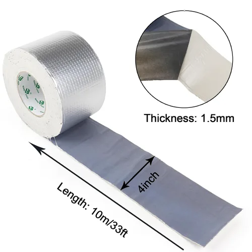 Vista 3 de BOMEI PACK Cinta de butilo para reparación de fugas de 0.059 in x 4 pulgadas de ancho x 33 pies de largo, cinta de sellado impermeable de papel