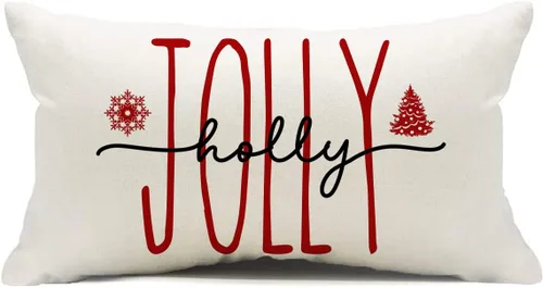 Vista 12 de Funda de Cojín para Decoraciones Navideñas Feliz Navidad, 18 x 18 Pulgadas Funda de Cojín con Frase Navideña Estilo Granja para Sofá Sillón