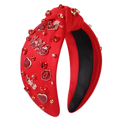 Vista 14 de mokkia Diademas de corazón para el día de San Valentín para mujer, accesorios para el día de San Valentín, diadema anudada con corazón con cuentas