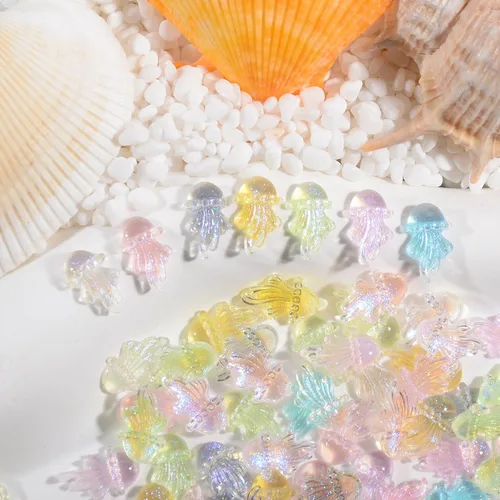 Vista 9 de 60 dijes de uñas de estrella de mar, aleación de verano, 3D, para decoración de uñas temática de playa, arte de uñas y fabricación de joyas
