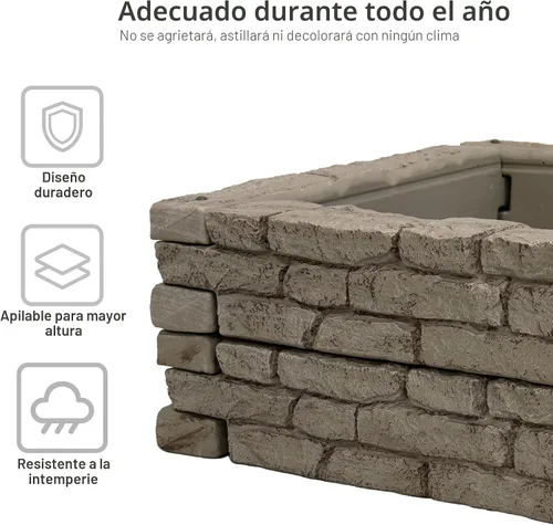Vista 5 de RTS Home Accents Kit de cama de jardín elevada Rock Lock, cuadrado de 48 pulgadas