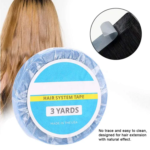 Vista 2 de Extensión de cabello adhesivo de doble cara, plástico azul importado, extensión de cabello real, cinta de doble cara fácil de instalar y desmontar
