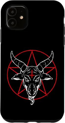 Vista 8 de iPhone 12/12 Pro Baphomet cabra - Estuche Satánico Pentagrama