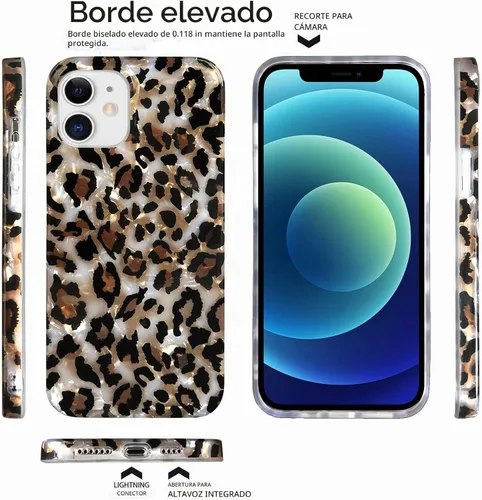 Vista 2 de J.west - Funda compatible con iPhone 11 de 6.1 pulgadas, elegante y transparente, con estampado de leopardo y guepardo, diseño nacarado, de silicona
