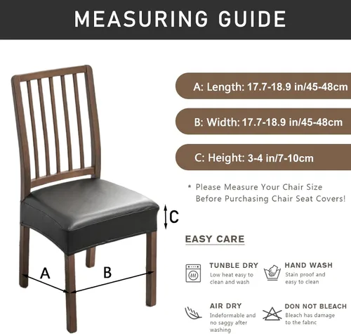 Vista 9 de NILUOH Juego de 2 fundas de asiento impermeables para sillas de comedor, de piel sintética, fundas de asiento para sillas de comedor, extraíbles