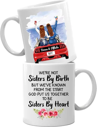 Vista 16 de Taza de café con texto en inglés "Best Friends Are The Sisters We Choose Ourselves We Choose Ourselves para mujeres, mejores amigas, taza de café