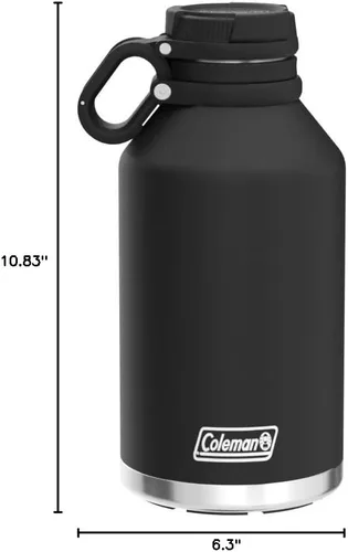 Vista 2 de Coleman Growler de acero inoxidable aislado al vacío de 64 onzas, mantiene las bebidas calientes hasta 41 horas o frías hasta 76 horas, ideal