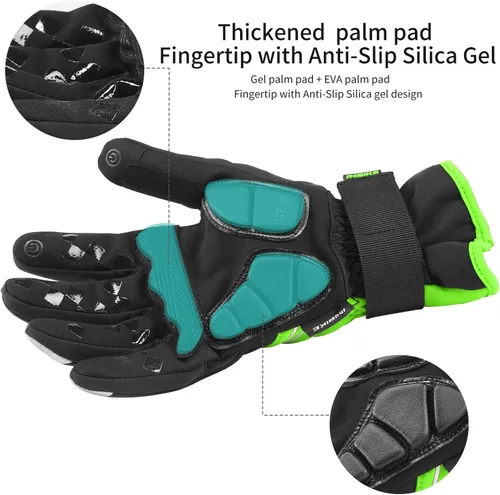 Vista 4 de INBIKE Guantes de ciclismo para hombre de invierno resistentes al viento, almohadillas térmicas reflectantes de gel pantalla táctil