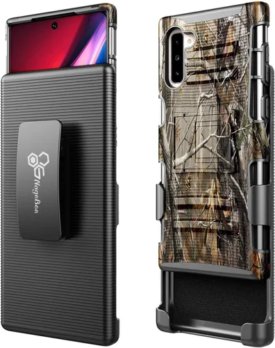 Vista 5 de NZND Funda para Samsung Galaxy Note 10 con protector de pantalla (cobertura máxima, película de TPU flexible), funda de clip para cinturón, funda