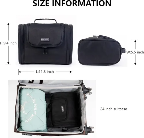 Vista 5 de Neceser colgante para mujeres y hombres, bolsa de maquillaje cosmética de viaje grande, organizador de bolsas de ducha resistente al agua