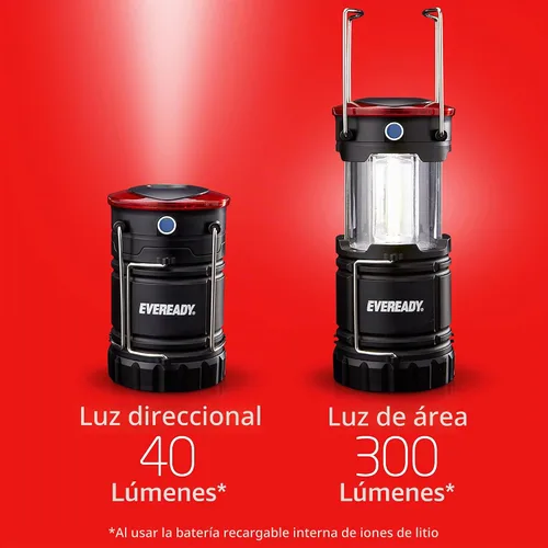Vista 3 de EVEREADY Linterna de campamento de 360 LED (paquete de 2), linternas LED plegables, kits de supervivencia resistentes para huracanes, luz de Negro