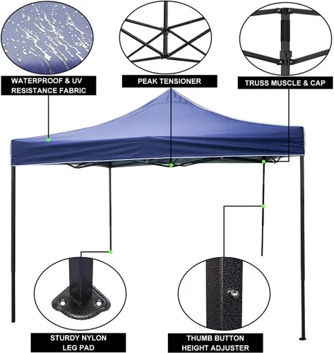 Vista 4 de Meet Perfect Tienda de campaña portátil para exteriores, toldo desplegable instantáneo de 10 x 10 pies para festivales, portón trasero, eventos